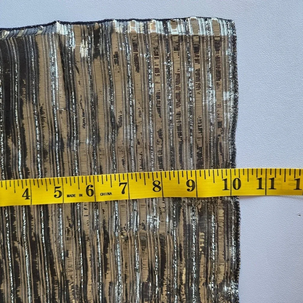 Echo Metallic‎ Gold Black Sheer Scarf Wrap Shimmer Y2K Glam Disco